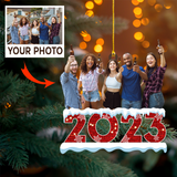 Customized Photo Ornament 2023 - Personalized Photo Mica Ornament - Christmas Gift For Family Members, Mom, Dad | 2023 Red