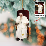 Personalized Custom Photo Ornament Christmas, Perfect Gift for Christians, Family and Friends | Pope
