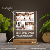Personalized photo gifts for dad, Custom family photo collage night light, Best dad ever gift, Unique father gift, First fathers day | Light Photo
